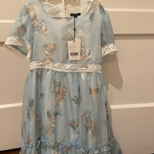 NWT Island Kids & Kids Isle Dress Girls Size 12 Blue Floral Kids Dress